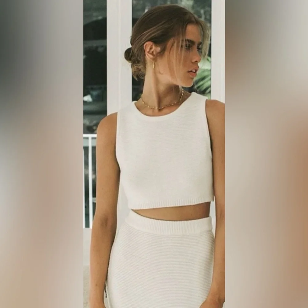 Sabo Skirt Elegant White Women's Skirt and Top Set - Picture 2 of 7